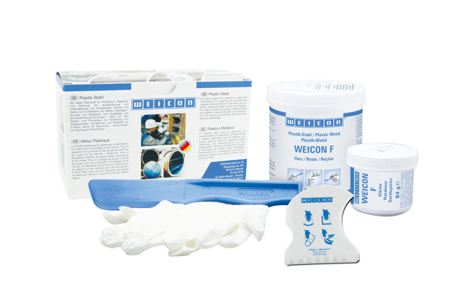 WEICON F | sistema de resina epoxi rellena de aluminio para reparaciones y moldeo