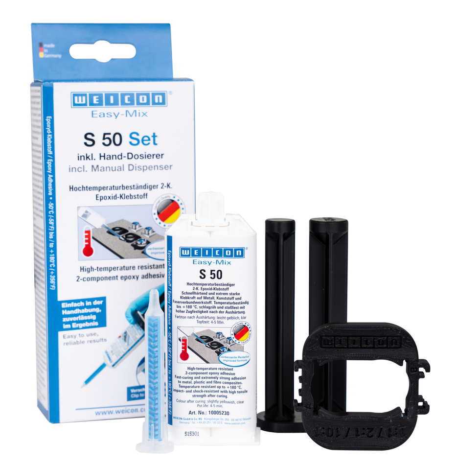 Easy-Mix S 50 Adhesivo Epoxi | Adhesivo de resina epoxi resistente a altas temperaturas para trabajos rápidos de reparación y mantenimiento