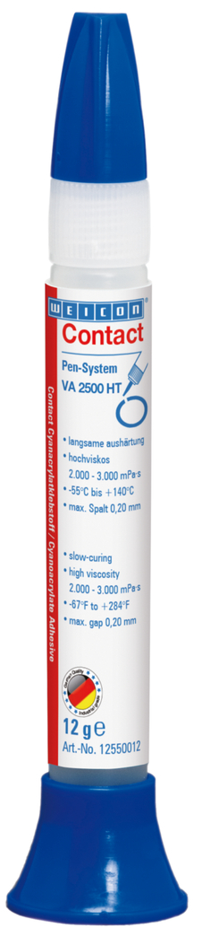 VA 2500 HT Adhesivo de cianoacrilato | adhesivo instantáneo de alta viscosidad, resistente a altas temperaturas hasta 140°C