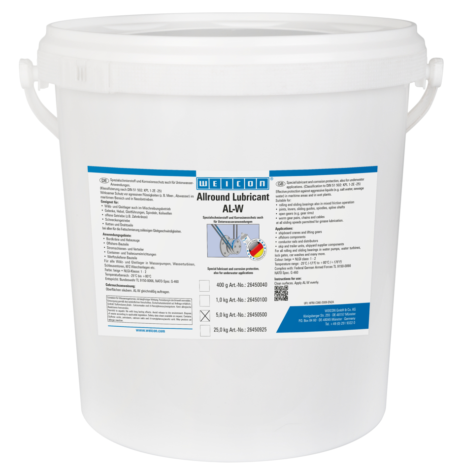 AL-W Grasa de Alto Rendimiento | Lubricante especial también para aplicaciones subacuáticas