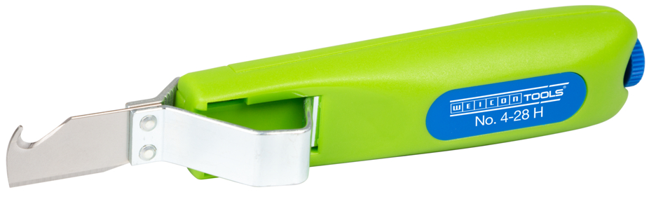 Pelador de Cable No. 4 - 28 H Green Line | con cuchilla de gancho y tapa protectora, rango de trabajo 4 - 28 mm Ø Pelador de Cable No. 4 - 28 H Green Line | con cuchilla de gancho y tapa protectora, rango de trabajo 4 - 28 mm Ø