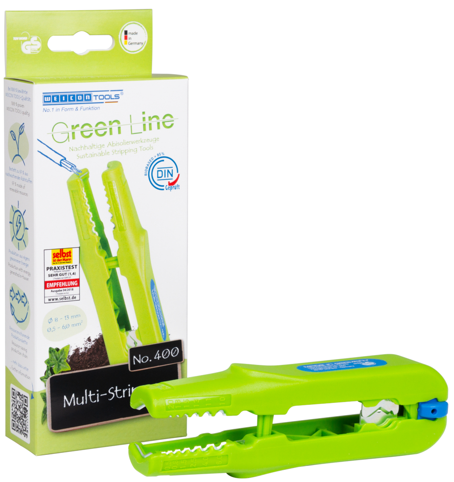 Pelador Multifunción No. 400 Green Line | pelador multifuncional, rango de trabajo de pelado 0,5 - 6,0 mm² / pelado 8 - 13 mm Ø