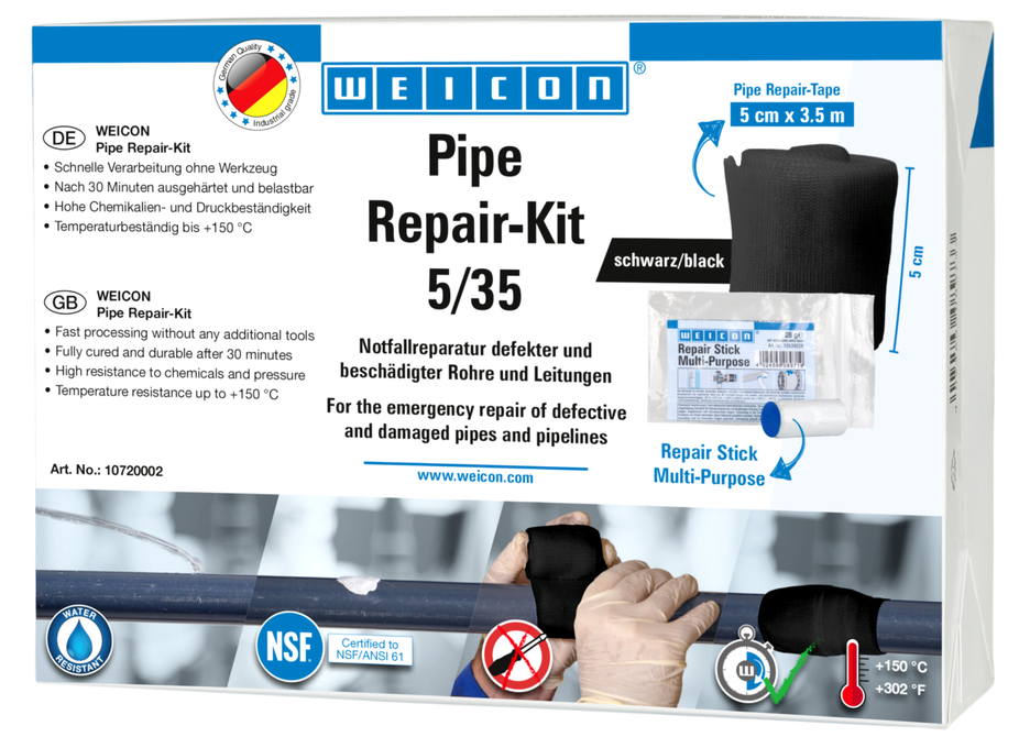 Pipe Repair-Kit | para reparaciones urgentes de tuberías y conductos dañados