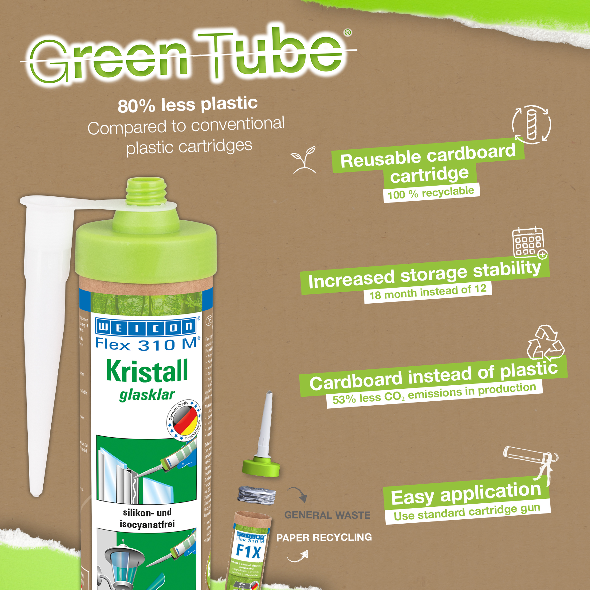 Flex 310 M® Cristal Polímero MS | Adhesivo elástico a base de polímero MS para múltiples usos
