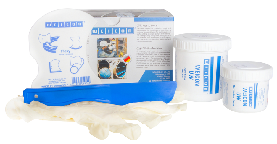 WEICON UW | sistema de resina epoxi con relleno mineral para reparaciones y moldeo en superficies húmedas