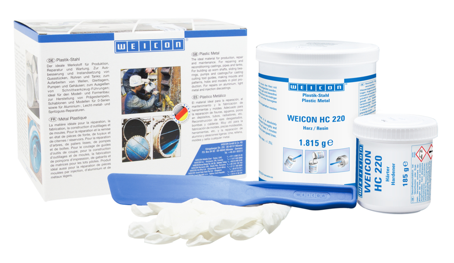 WEICON Cerámica HC 220 | sistema de resina epoxi rellena de cerámica resistente a las altas temperaturas para el revestimiento de protección contra el desgaste