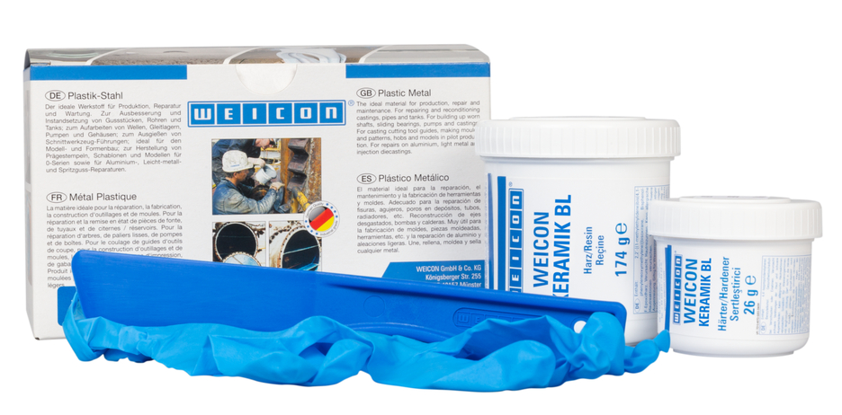 WEICON Cerámica BL | sistema de resina epoxi con relleno mineral para una protección extrema contra el desgaste y una alta resistencia a la abrasión