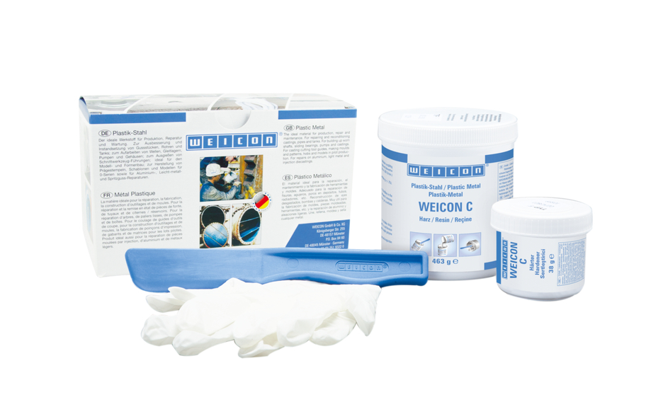 WEICON C Resina Epoxi | sistema de resina epoxi rellena de aluminio para reparaciones y moldeo