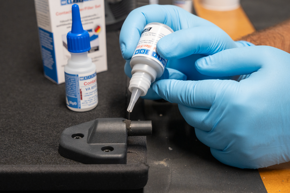 Material de Relleno Set | transparent special filler and cyanoacrylate adhesive Contact VA 8312