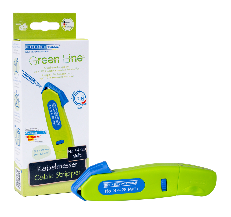 Pelador de Cable No. S 4 - 28 Multi Green Line | con función de desaislado integrada, rango de trabajo 4 - 28 mm Ø