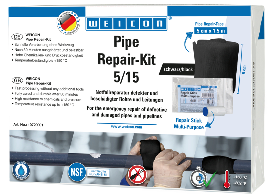 Pipe Repair-Kit | para reparaciones urgentes de tuberías y conductos dañados