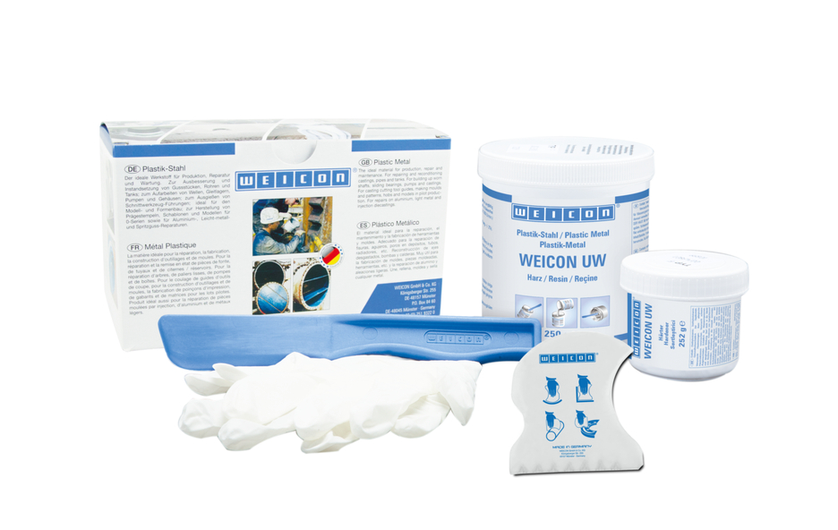 WEICON UW | sistema de resina epoxi con relleno mineral para reparaciones y moldeo en superficies húmedas