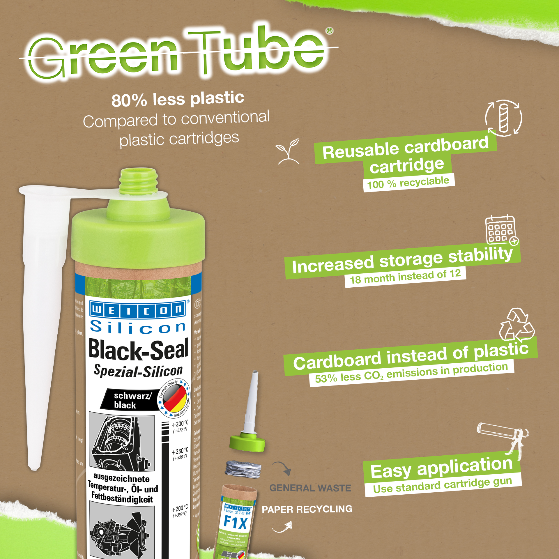 Black-Seal Silicona Especial | sellador permanentemente elástico para zonas resistentes al aceite o la grasa