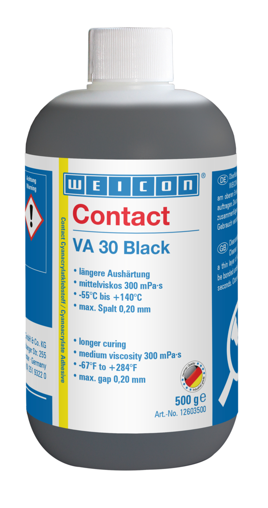 VA 30 Black Adhesivo de cianoacrilato | Adhesivo de viscosidad media, carga de goma