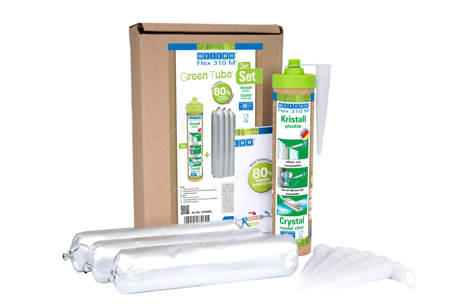 Flex 310 M® Cristal Polímero MS | Adhesivo elástico a base de polímero MS en envase Presspack para trabajar sin fatiga