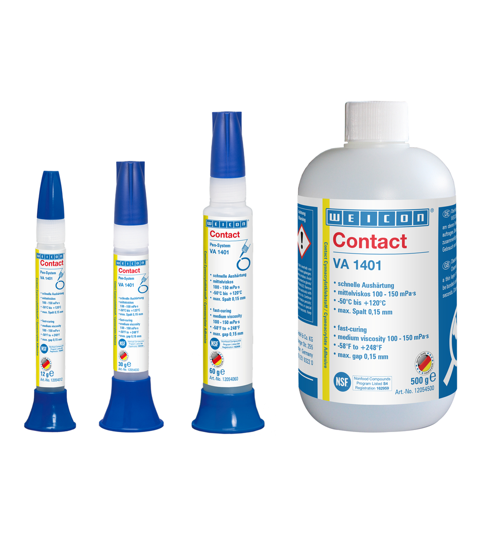 VA 1401 Adhesivo de cianoacrilato | adhesivo instantáneo para tejidos, gomaespuma y elastómeros de poros grandes