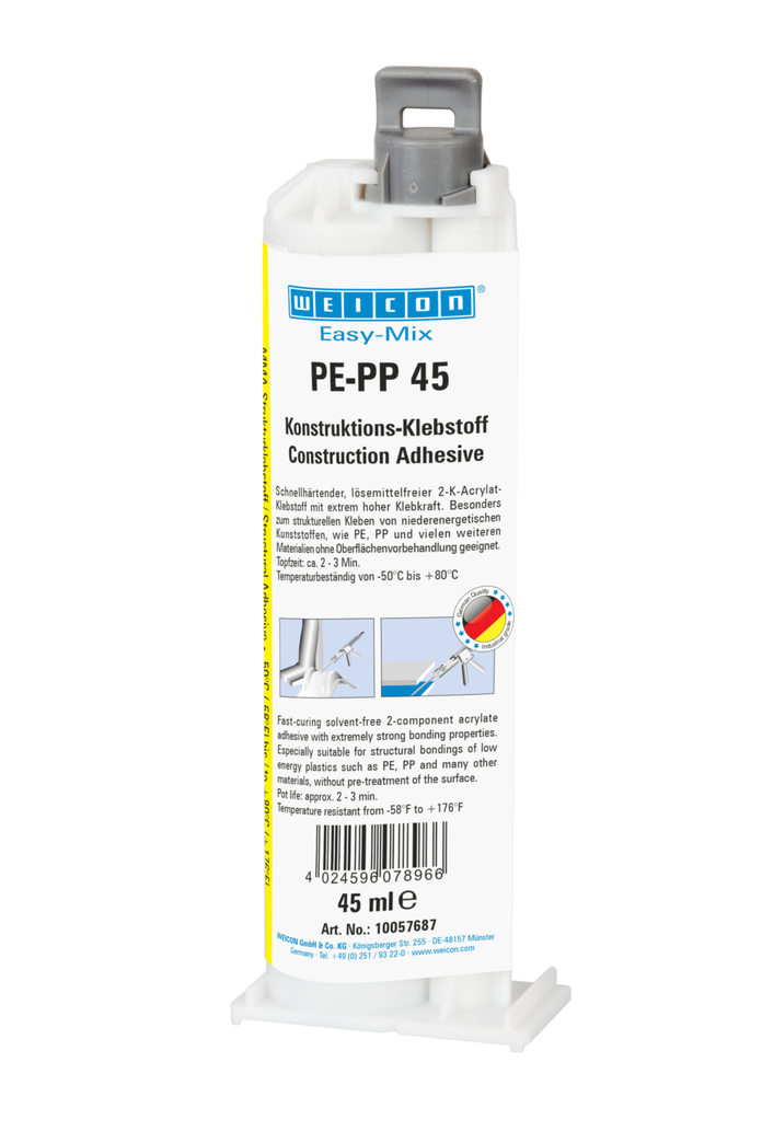 Easy-Mix PE-PP 45 Adhesivo Estructural de Acrilato | adhesivo de construcción a base de acrilato de metilo para plásticos especiales Easy-Mix PE-PP 45 Adhesivo Estructural de Acrilato | adhesivo de construcción a base de acrilato de metilo para plásticos especiales