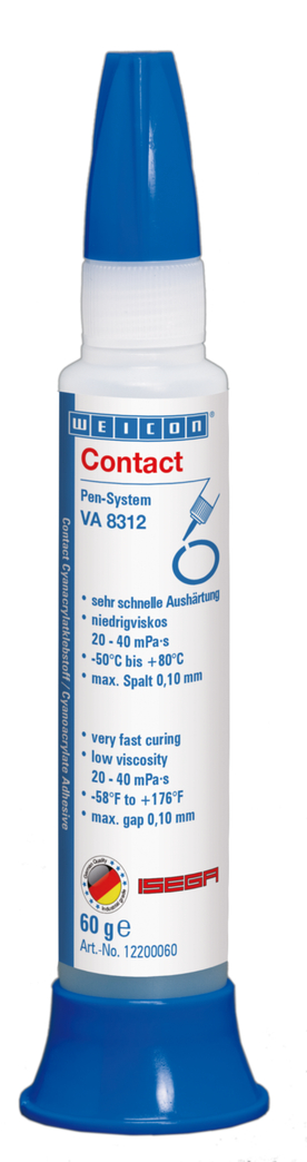VA 8312 Adhesivo de cianoacrilato | adhesivo instantáneo para el sector alimentario, así como para elastómeros EPDM y caucho