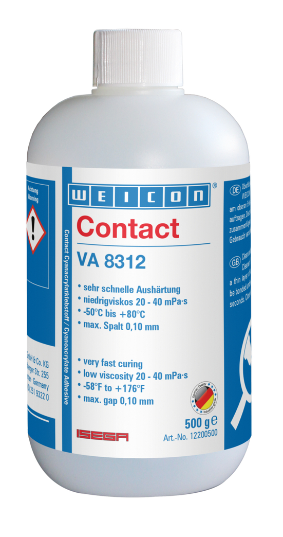 VA 8312 Adhesivo de cianoacrilato | adhesivo instantáneo para el sector alimentario, así como para elastómeros EPDM y caucho VA 8312 Adhesivo de cianoacrilato | adhesivo instantáneo para el sector alimentario, así como para elastómeros EPDM y caucho