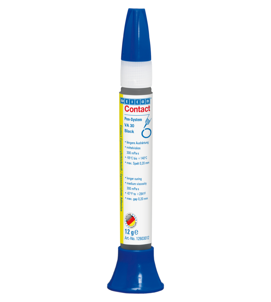 VA 30 Black Adhesivo de Cianoacrilato | adhesivo instantáneo de viscosidad media, con carga de goma