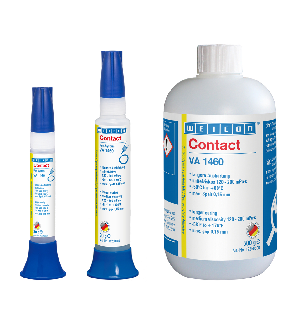 VA 1460 Adhesivo de cianoacrilato | adhesivo instantáneo resistente a la humedad con una viscosidad media