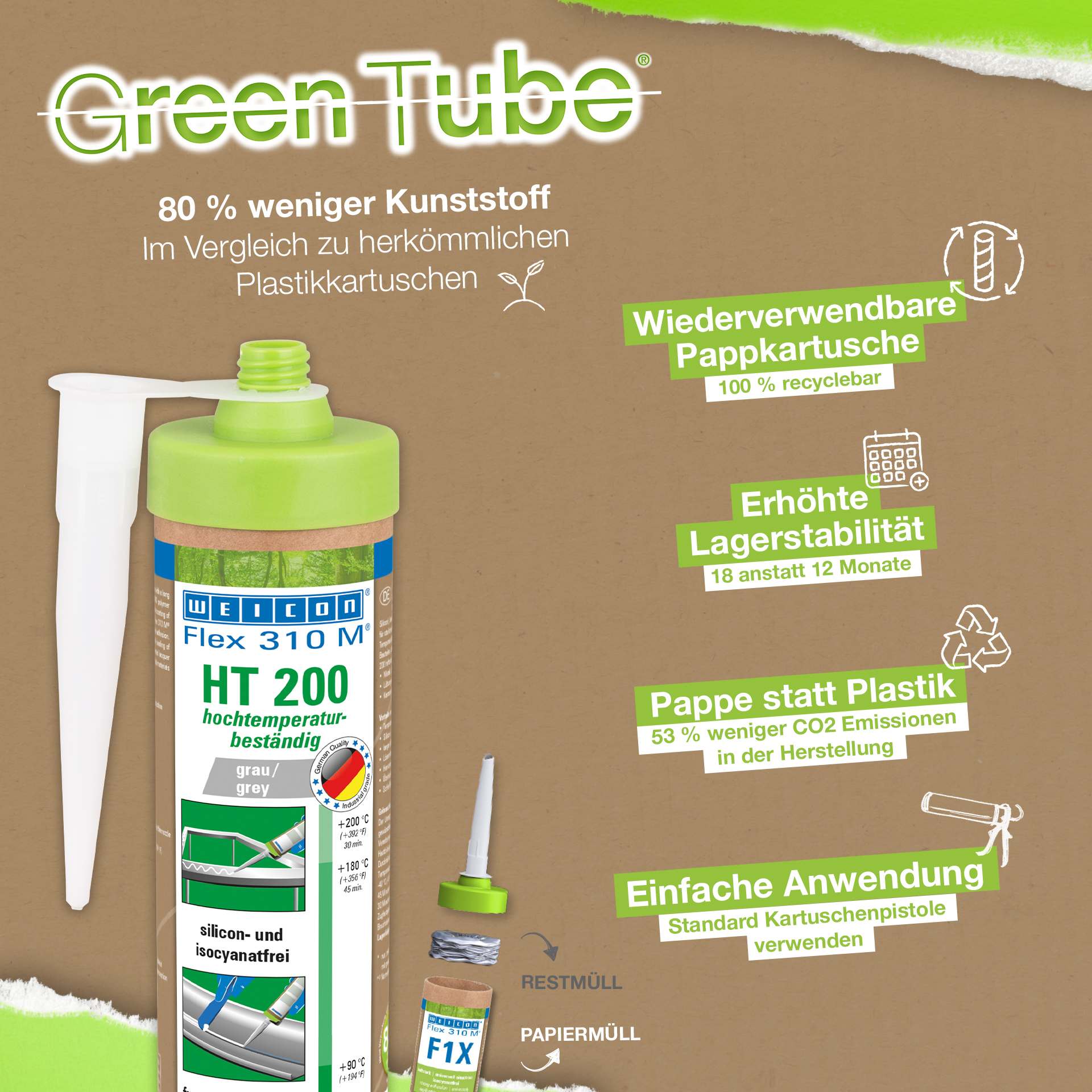Flex 310 M® HT 200 Polímero MS | Adhesivo y sellador con alta adhesión inicial - ideal para recubrimiento en polvo y resistente al calor hasta 200 °C