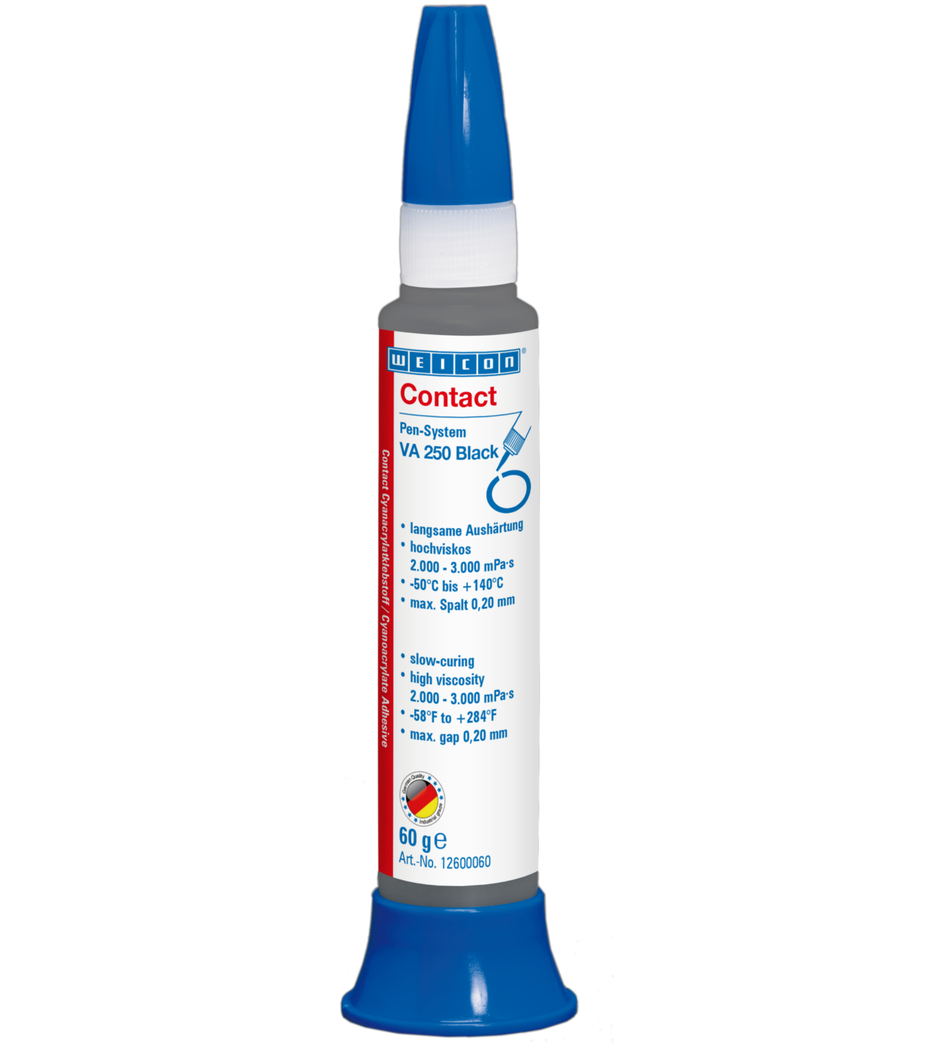 VA 250 Black Adhesivo de cianoacrilato | adhesivo instantáneo de alta viscosidad, relleno de goma VA 250 Black Adhesivo de cianoacrilato | adhesivo instantáneo de alta viscosidad, relleno de goma