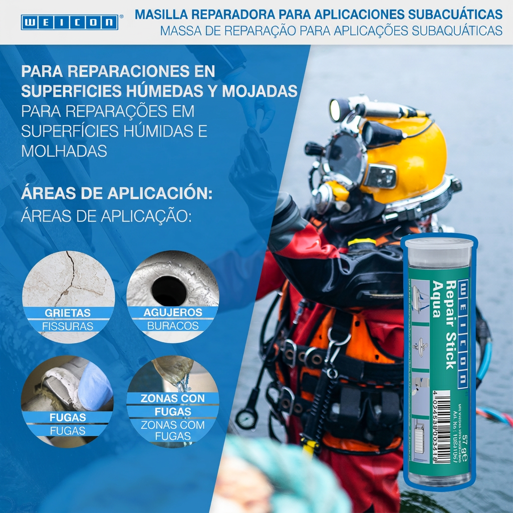 Masilla Reparadora Aqua | masilla de reparación para aplicación subacuática