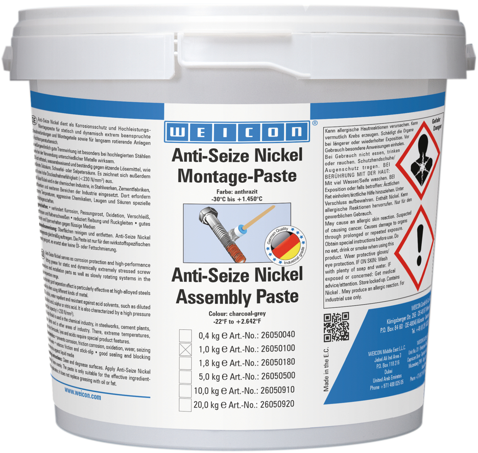 Anti-Seize Níquel Pasta de Montaje | pasta lubricante y desmoldeante, resistente a altas temperaturas Anti-Seize Níquel Pasta de Montaje | pasta lubricante y desmoldeante, resistente a altas temperaturas