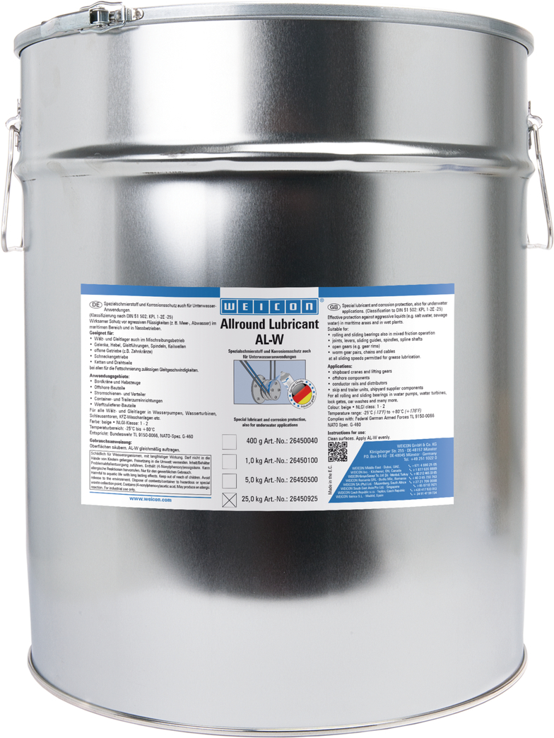 AL-W Grasa de Alto Rendimiento | Lubricante especial también para aplicaciones subacuáticas AL-W Grasa de Alto Rendimiento | Lubricante especial también para aplicaciones subacuáticas