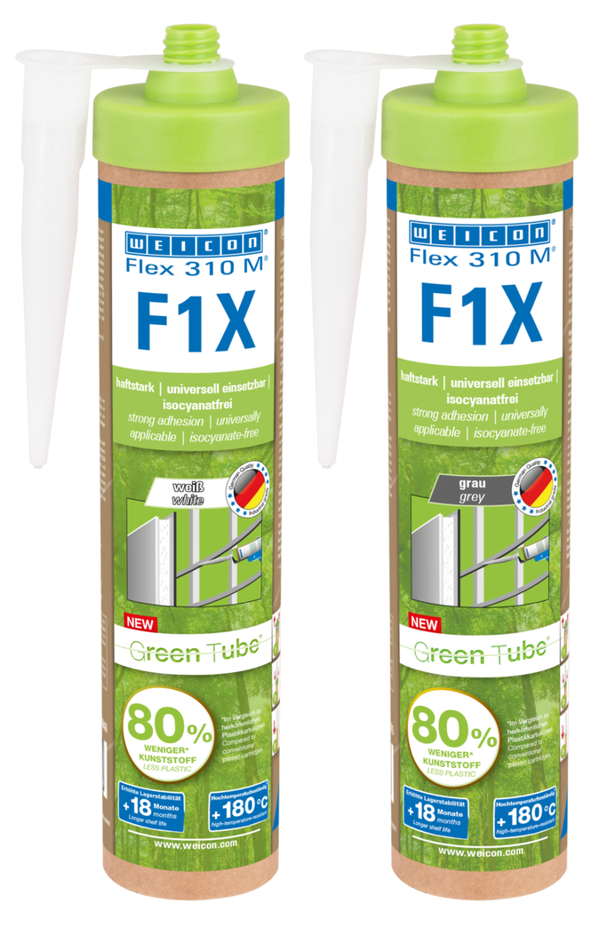 WEICON Green Tube Flex 310 M F1X | Adhesivo y sellador a base de polímero MS con una adhesión inicial muy alta, resistente a temperaturas de hasta 180°C