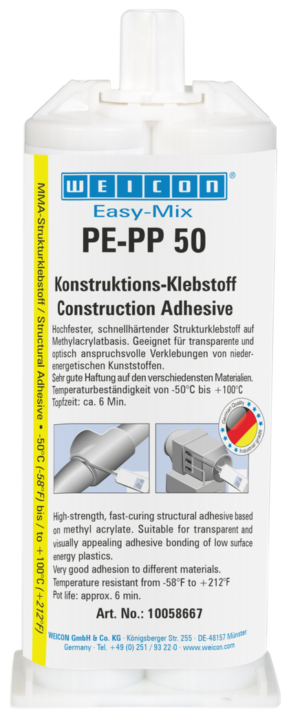 Easy-Mix PE-PP 50 | adhesivo de construcción a base de acrilato de metilo para plásticos especiales Easy-Mix PE-PP 50 | adhesivo de construcción a base de acrilato de metilo para plásticos especiales