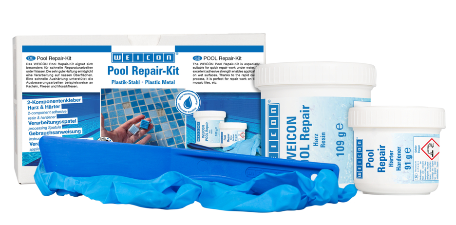 WEICON Pool Repair-Kit | reparaciones rápidas, incluso bajo el agua WEICON Pool Repair-Kit | reparaciones rápidas, incluso bajo el agua