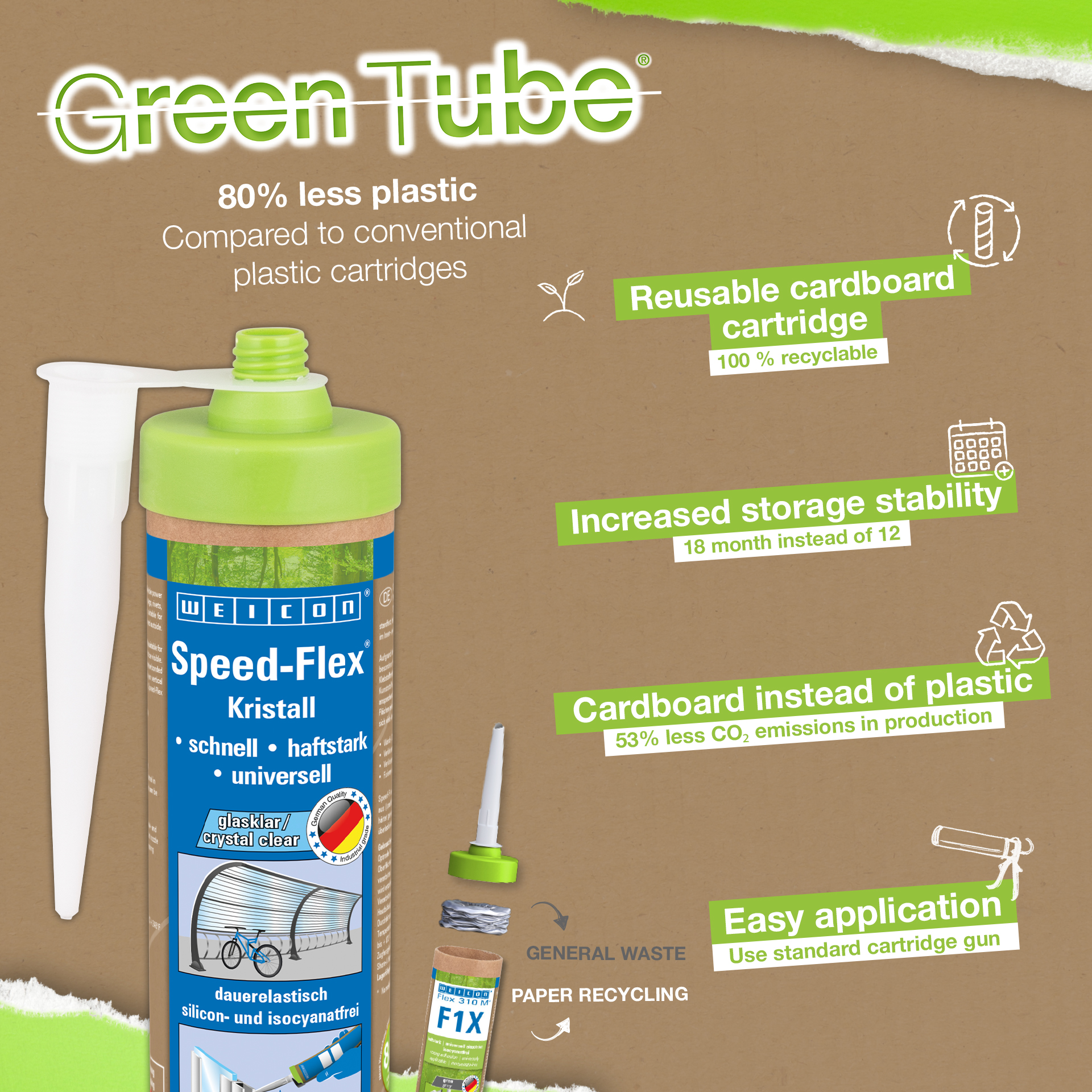 Speed-Flex Adhesivo/Sellador Cristal | adhesivo y sellador para uniones cristalinas, a base de MS-Polymer