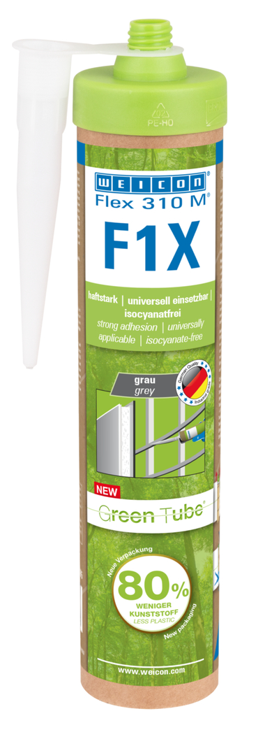 WEICON Green Tube Flex 310 M F1X | Adhesivo y sellador a base de polímero MS con una adhesión inicial muy alta, resistente a temperaturas de hasta 180°C