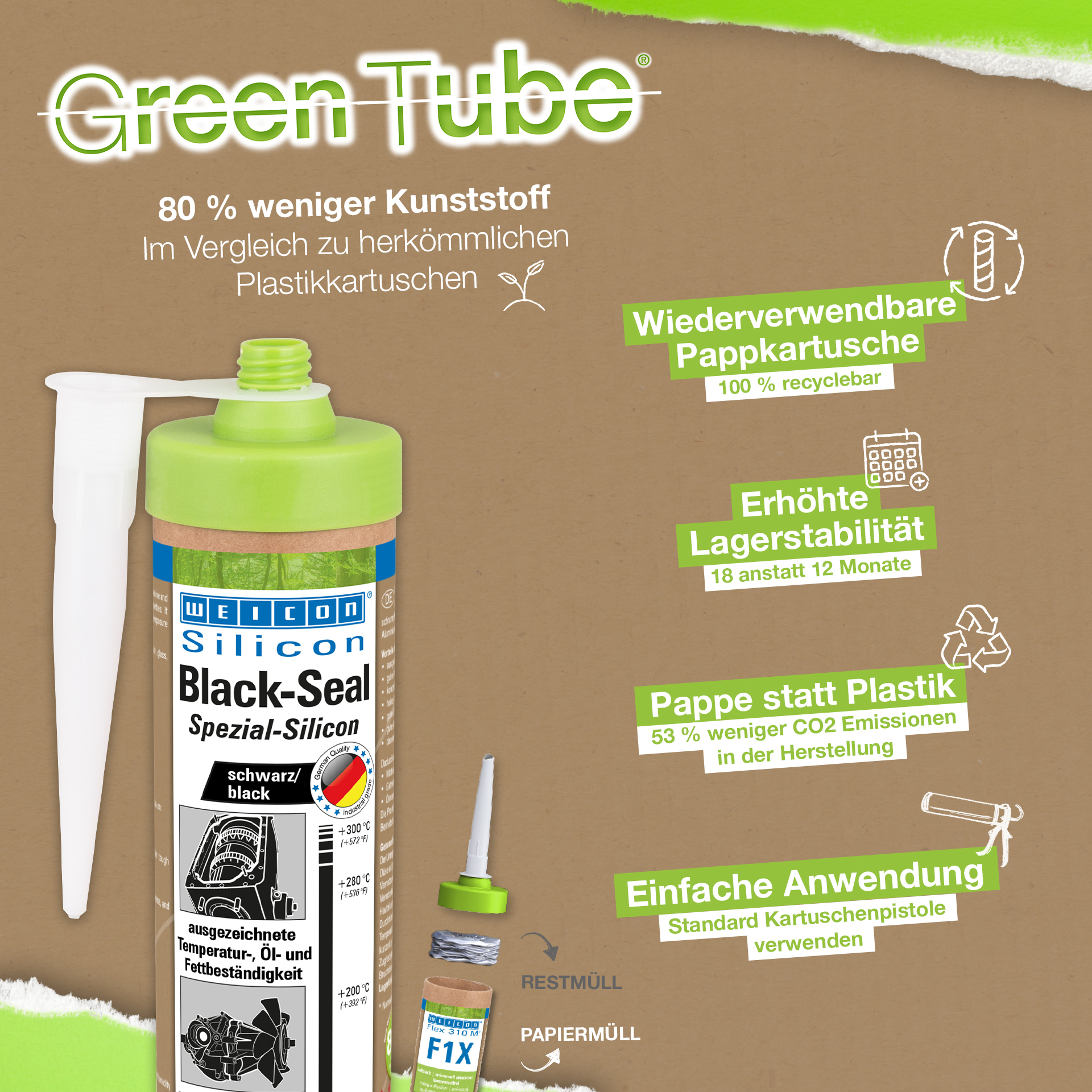 Black-Seal Silicona Especial | sellador permanentemente elástico para zonas resistentes al aceite o la grasa