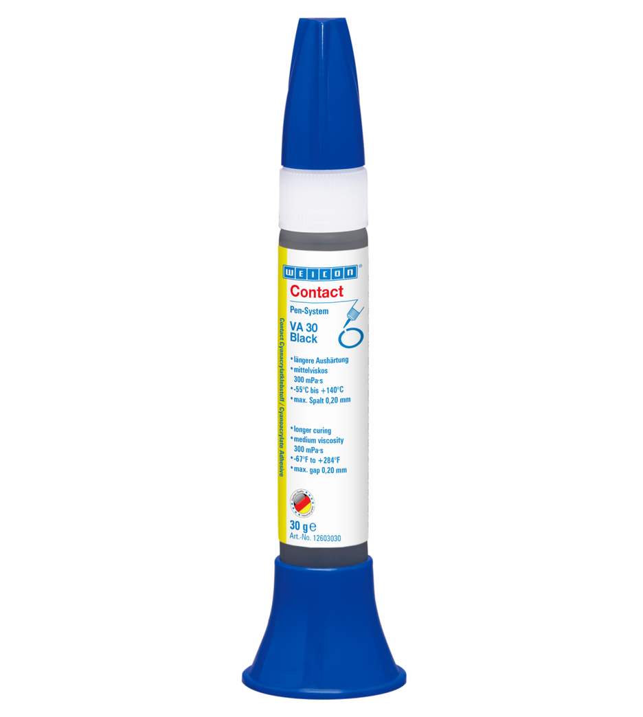 VA 30 Black Adhesivo de Cianoacrilato | adhesivo instantáneo de viscosidad media, con carga de goma