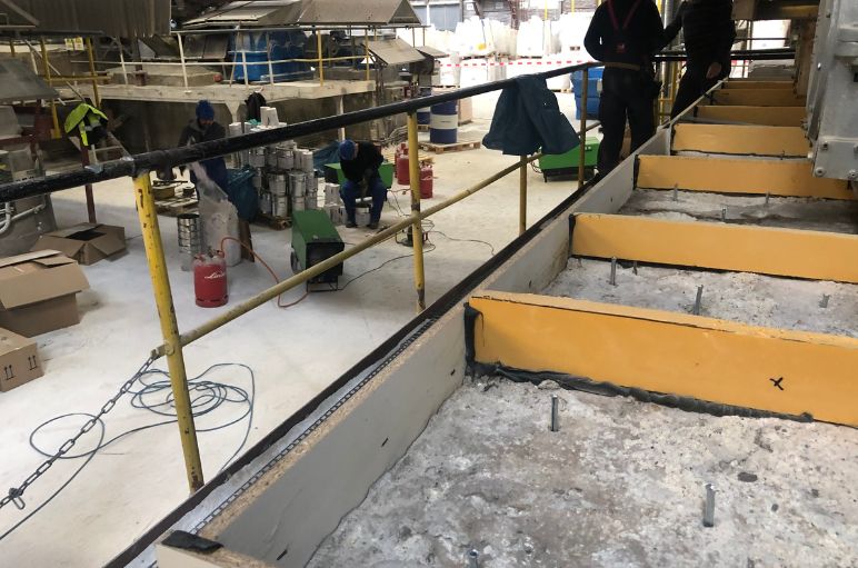 Preparación de la losa con vigas de madera