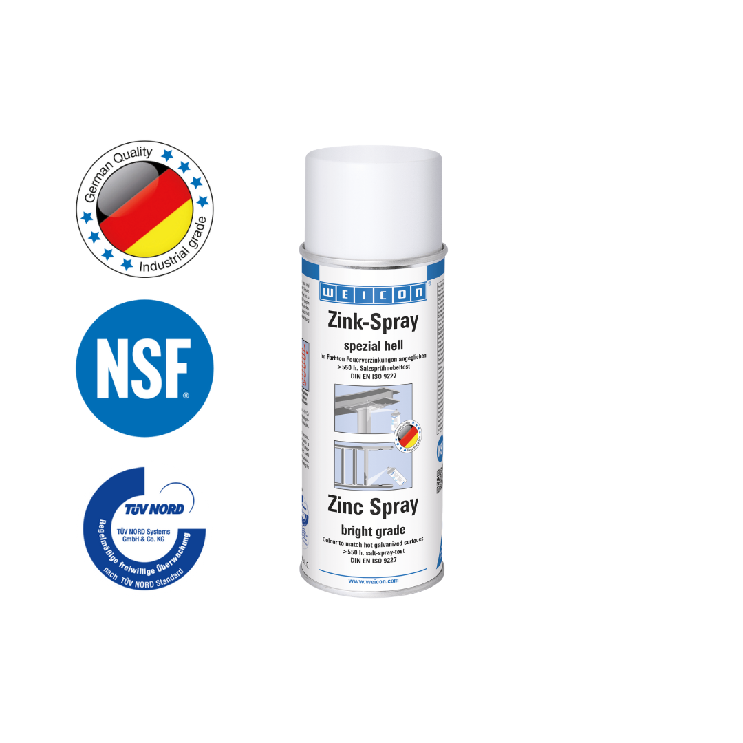 Spray Zinc «Brillante» | protección catódica contra la corrosión con aprobación para su uso en el sector alimentario