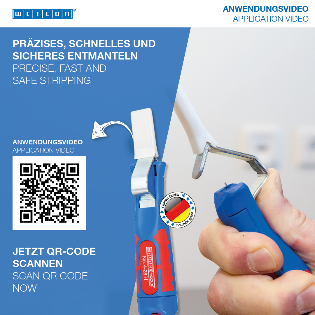 Pelador de Cable No. 4 - 28 H | con mango 2C que incluye cuchilla de gancho y tapa protectora, rango de trabajo 4 - 28 mm Ø